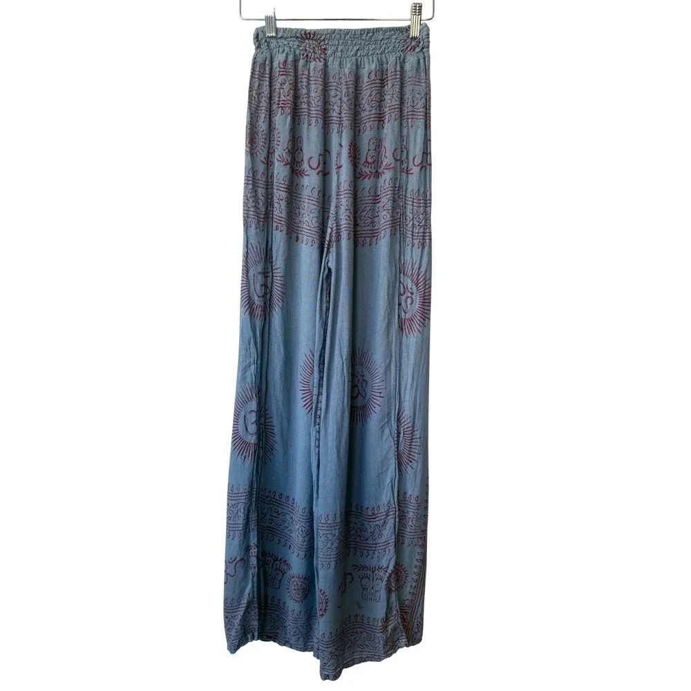 Boho Wide Leg Side Slit Hippie Whimsigoth Pants Size S Festival Indie Celestial